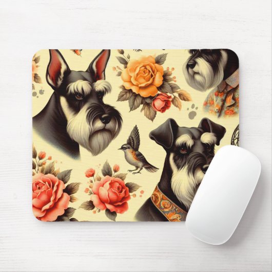 Niedlich Vintag Schnauzer Mousepad (Mit Mouse)