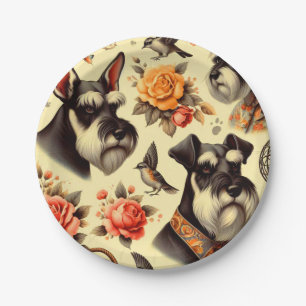 Niedlich Vintag Schnauzer Pappteller
