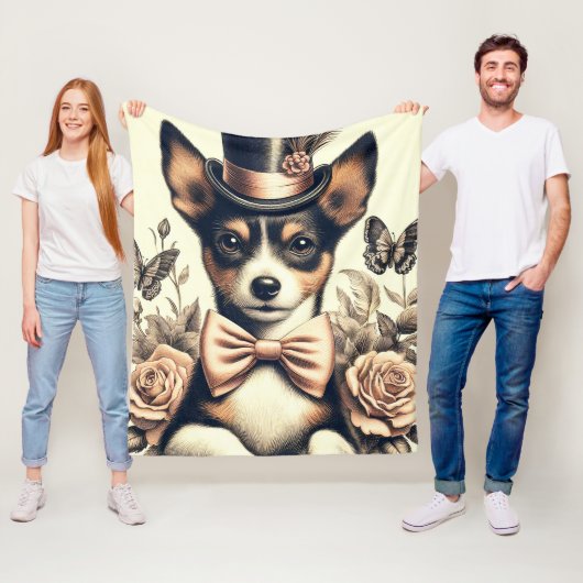Niedlich Vintag Toy Fox Terrier Fleecedecke (Beispiel)