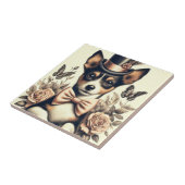Niedlich Vintag Toy Fox Terrier Fliese (Seite)