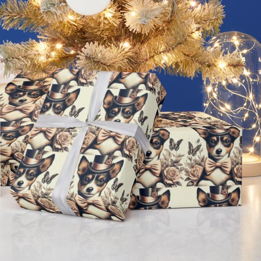 Niedlich Vintag Toy Fox Terrier Geschenkpapier (Feiertage)