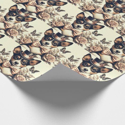 Niedlich Vintag Toy Fox Terrier Geschenkpapier (Ecke)