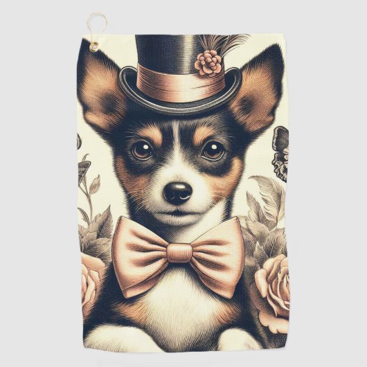 Niedlich Vintag Toy Fox Terrier Golfhandtuch (Vorderseite)