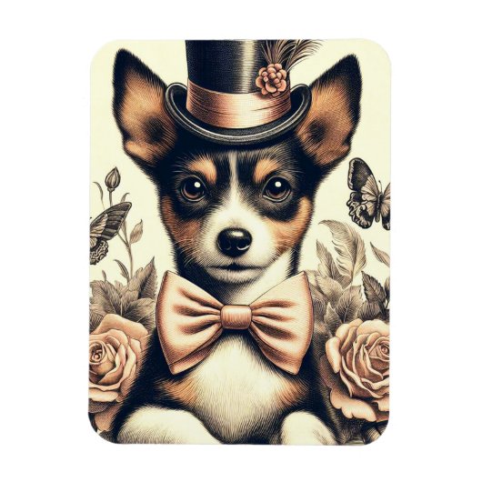 Niedlich Vintag Toy Fox Terrier Magnet (Vertikal)