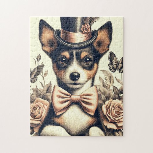 Niedlich Vintag Toy Fox Terrier Puzzle (Vertikal)