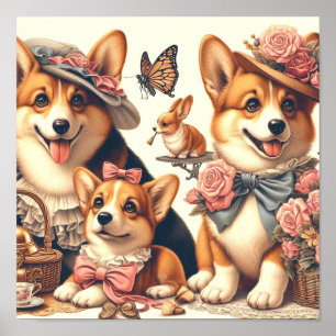 Niedlich Vintag Welsh Corgi Cardigan Poster