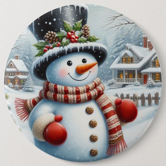 Niedlich, Vintag/Whimsischer Weihnachts-/Wintersch Button (Vorderseite)