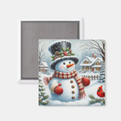 Niedlich, Vintag/Whimsischer Weihnachts-/Wintersch Magnet (Vorderseite/Rückseite)