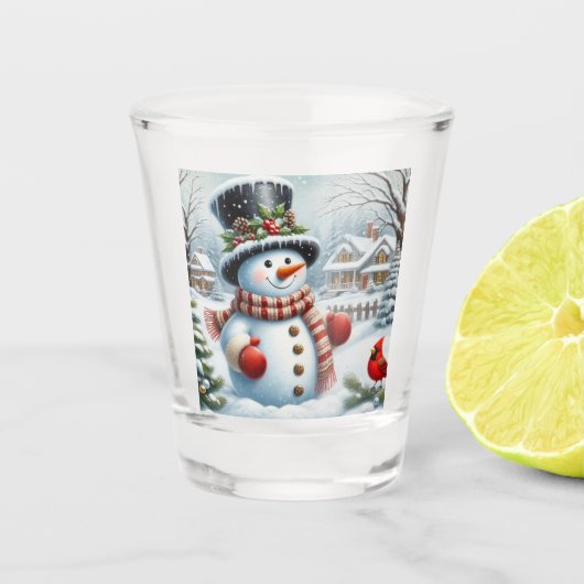 Niedlich, Vintag/Whimsischer Weihnachts-/Wintersch Schnapsglas (Vorderseite)