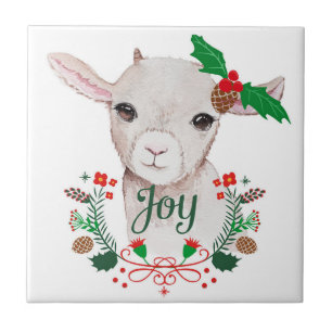 Niedlich Vintage Christmas Baby Goat - Joy Fliese