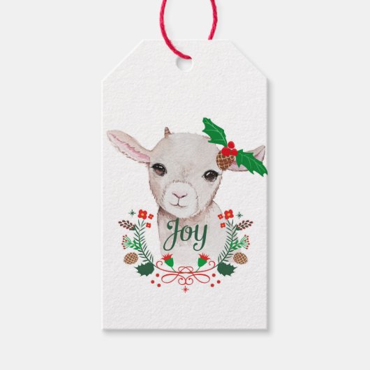 Niedlich Vintage Christmas Baby Goat - Joy Geschenkanhänger (Vorderseite)
