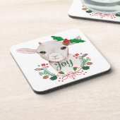 Niedlich Vintage Christmas Baby Goat - Joy Getränkeuntersetzer (Linke Seite)