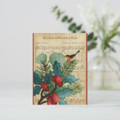 Niedlich Vintage Christmas Bird Music Postkarte (Stehend Vorderseite)