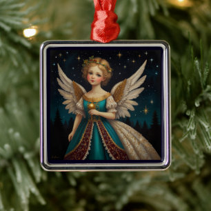 Niedlich Vintage Christmas Eve Angel Ornament Aus Metall
