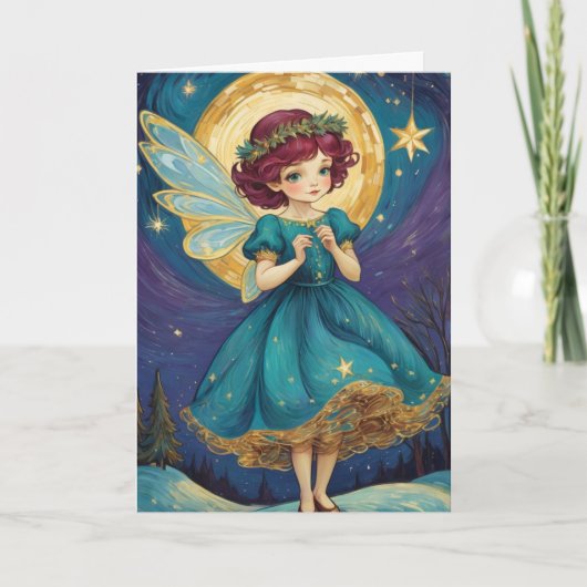 Niedlich Vintage Christmas Fairy Personalisiert Karte (Vorderseite)