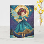 Niedlich Vintage Christmas Fairy Personalisiert Karte (Gelbe Blume)