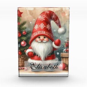 Niedlich Vintage Christmas Gnomes Wasserfarben Kun Fotoblock