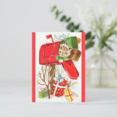 Niedlich Vintage Christmas Kitten Cat Geschenk Postkarte (Stehend Vorderseite)