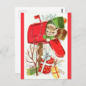Niedlich Vintage Christmas Kitten Cat Geschenk Postkarte (Vorne/Hinten)