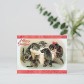 Niedlich Vintage Christmas Kitten Cat Postkarte (Stehend Vorderseite)