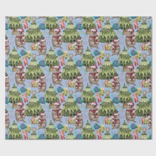 Niedlich Vintage Christmas Quokka Geschenkpapier (Flach)
