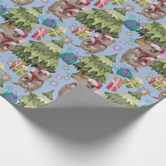 Niedlich Vintage Christmas Quokka Geschenkpapier (Ecke)