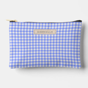 Niedlich Vintage Periwinkle Gingham Kariert Person Zubehörtasche