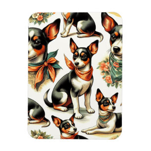 Niedlich Vintage Ratte Terrier Seamless Magnet