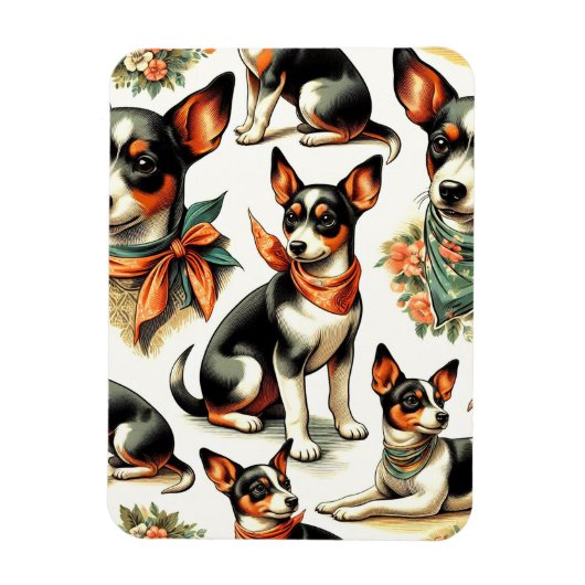 Niedlich Vintage Ratte Terrier Seamless Magnet (Vertikal)