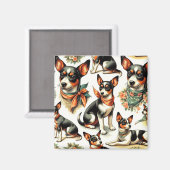 Niedlich Vintage Ratte Terrier Seamless Magnet (Vorderseite/Rückseite)