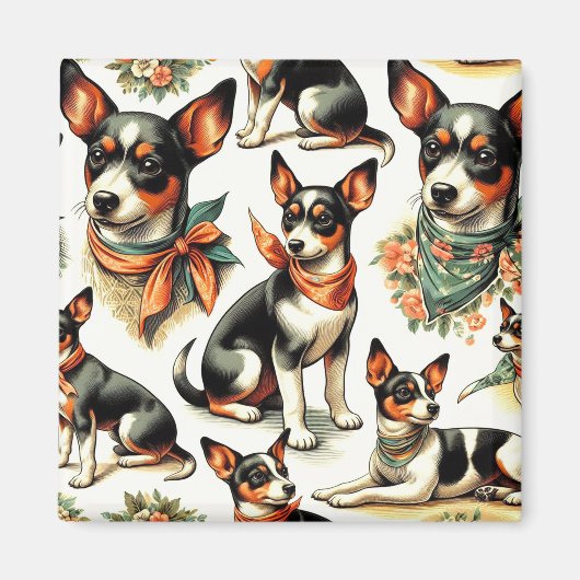 Niedlich Vintage Ratte Terrier Seamless Magnet (Vorne)