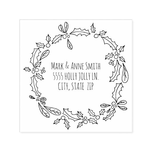 Niedlich Vintage Weihnachten Holly Berry Rücksende Permastempel (Design)