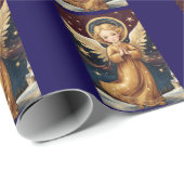 Niedlich Vintage Weihnachts-Engel-Custom-Meldung Geschenkpapier (Rolleneckpunkt)