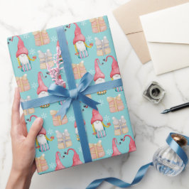 Niedlich Vintage Weihnachtsgeschenk Gnome Geschenkpapier