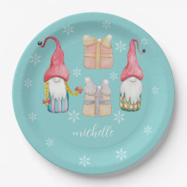 Niedlich Vintage Weihnachtsgeschenk Gnome Pappteller