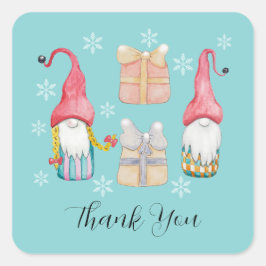 Niedlich Vintage Weihnachtsgeschenk Gnome Quadratischer Aufkleber