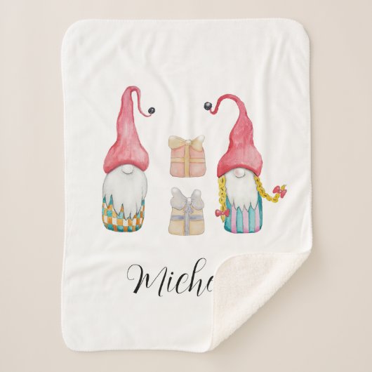 Niedlich Vintage Weihnachtsgeschenk Gnome Sherpadecke (Vorderseite)