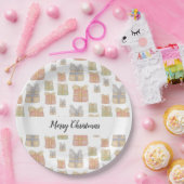 Niedlich Vintage Weihnachtsgeschenke Illustration Pappteller (Party)