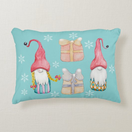 Niedlich Vintage Weihnachtsgnome Dekokissen (Vorderseite)