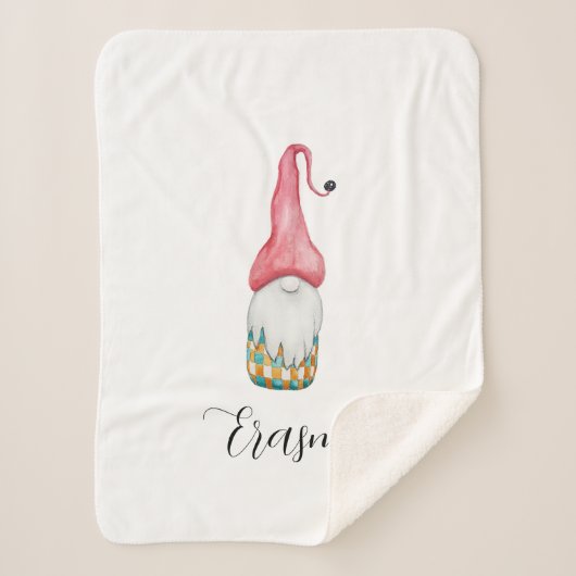 Niedlich Vintage Weihnachtsgnome Sherpadecke (Vorderseite)