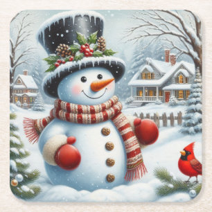 Niedlich, Vintage/Whimsical Weihnachten/Winter Sch Rechteckiger Pappuntersetzer