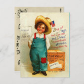 Niedlich Vintager 4. Juli Postkarte (Vorne/Hinten)