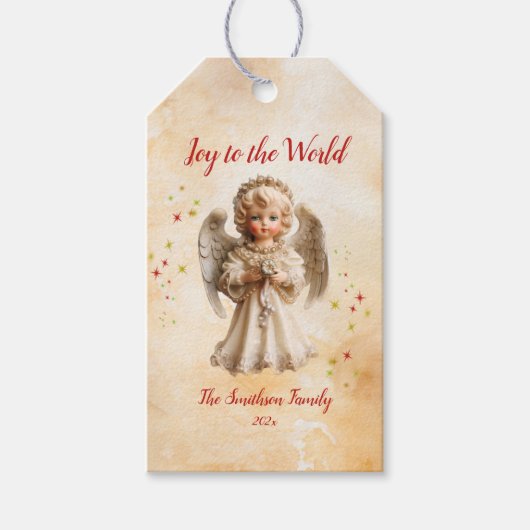 Niedlich Vintager Angel Weihnachten Geschenkanhänger (Vorderseite)