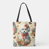 Niedlich Vintager Bichon Frisé Illustration Tasche (Rückseite)