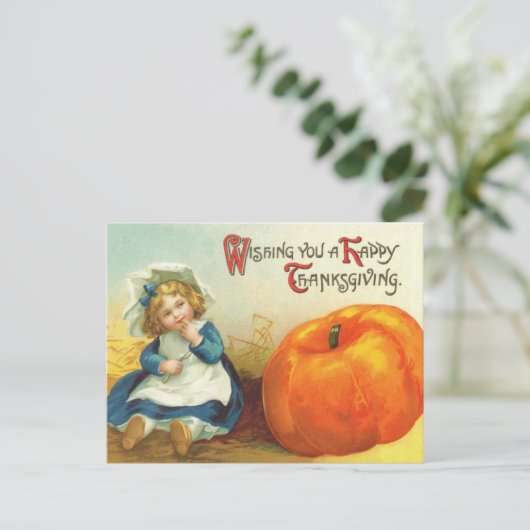 Niedlich Vintager Erntedank Postkarten (Stehend Vorderseite)