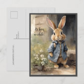 Niedlich Vintager Stil Bunny Postcard Postkarte (Vorne/Hinten)