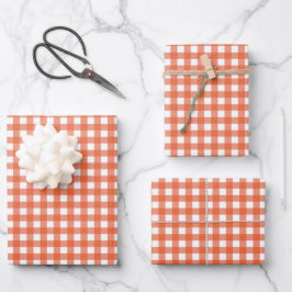 Niedlich Vintages Orange Gingham Kariertes Muster Geschenkpapier Set