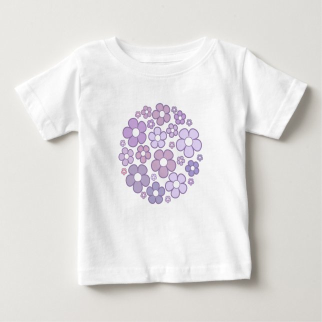 Niedlich-violette Blumen Baby T-shirt (Vorderseite)