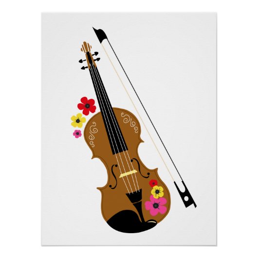 Niedlich Violin Floral Poster (Vorderseite)