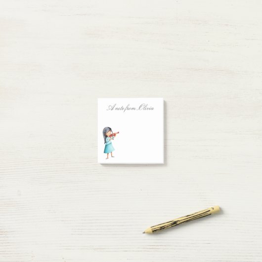 Niedlich Violinist Post-it Klebezettel (Auf Schreibtisch)